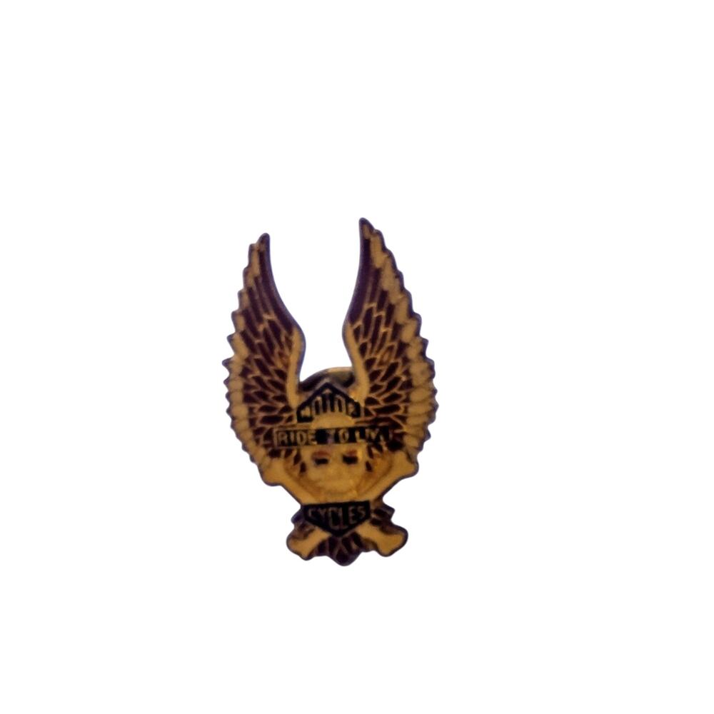 Vintage Harley-Davidson H.O.G. Winged Skull Motorcycle Pin